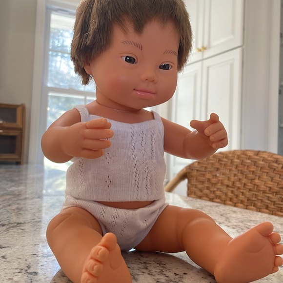 Miniland Doll 15'' Caucasian Boy with Down Syndrome - Anatomically Correct - Picture 4 of 6